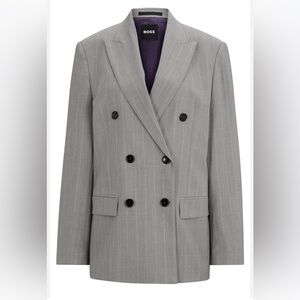 BOSS NAOMI x BOSS oversized-fit jacket in pinstripe virgin wool Women US 4
